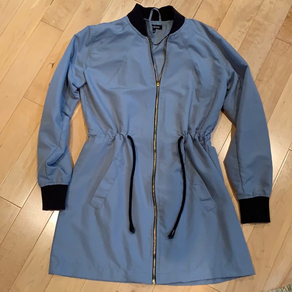 Boohoo long fitted bomber jacket